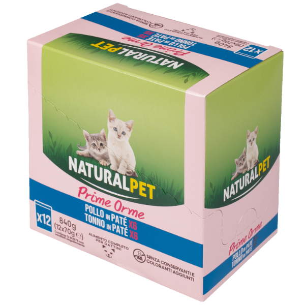 Image of NaturalPet Cat Kitten Prime Orme Patè multipack 12x70 gr - 1 confezione multigusto - SPEDIZIONE GRATIS 1° ORDINE + scegli lo sconto BZR5 / BZR20010