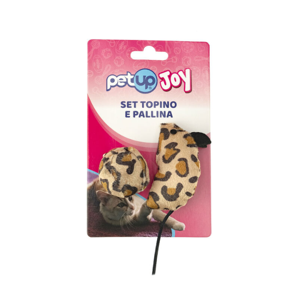 Gioco per gatti Topolino PetUp Joy - Set topino e pallina animalier - Giochi per gatti