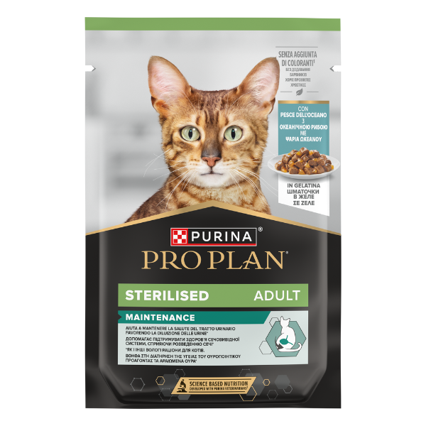 Purina Pro Plan Cat Adult Sterilised Maintenance Umido in gelatina 85 g - Pesce dell' Oceano - Cibo umido per gatti