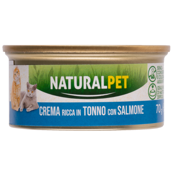 Image of NaturalPet Cat Adult Crema 70 gr - Tonno con Salmone - SPEDIZIONE GRATIS 1° ORDINE + scegli lo sconto BZR5 / BZR20010