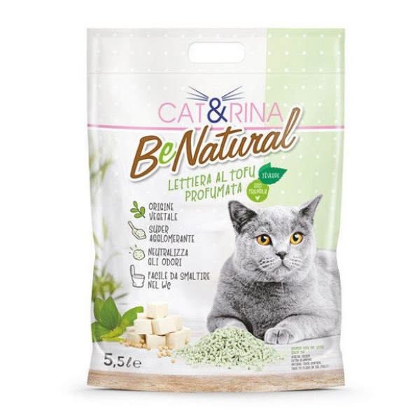 Cat&Rina Benatural lettiera vegetale per gatti al Tofu - 5,5 L - thè verde - Lettiera vegetale