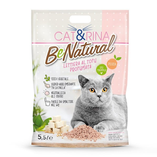 Cat&Rina Benatural lettiera vegetale per gatti al Tofu - 5,5 L - pesca - Lettiera vegetale