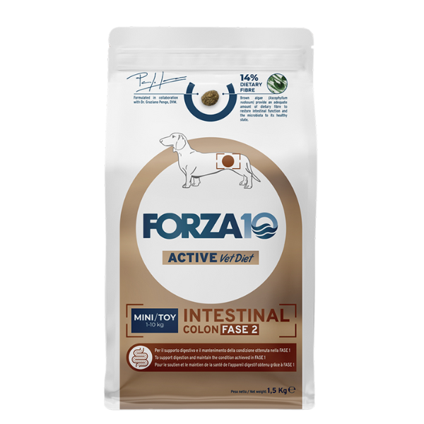 Forza10 Active Cane Intestinal Colon Fase 2 Mini/Toy - 1,5 Kg - Crocchette Monoproteiche Cane - SPEDIZIONE GRATIS 1° ORDINE + scegli lo sconto BZR5 / BZR20