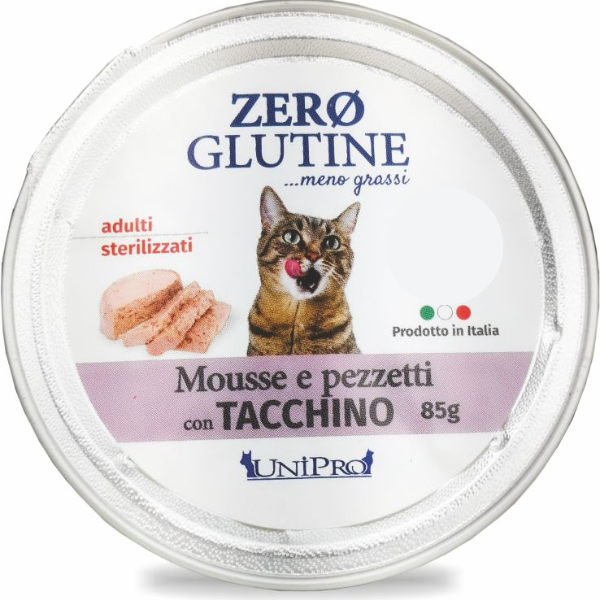 Unipro Zero glutine Mosse e pezzetti Cat Adult 85 gr - Tacchino Confezione da 12 pezzi