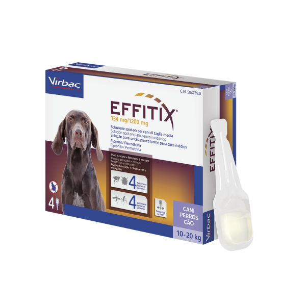 Virbac Effitix Spot-On Cani - 4 pipette per taglia media (10-20 kg)
