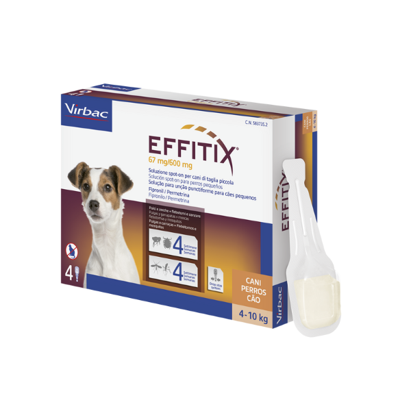 Virbac Effitix Spot-On Cani - 4 pipette per taglia piccola (4-10 kg)