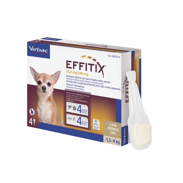 Virbac Effitix Spot-On Cani - 4 pipette per taglia toy (1,5-4 kg)