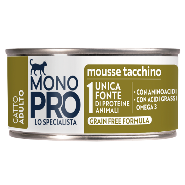 Monopro lo specialista Cat Adult Mousse Grain Free 85 gr - Tacchino Confezione da 6 pezzi