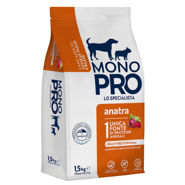 Image of Monopro lo specialista Adult All Breeds Grain Free Anatra - 1,5 Kg - SPEDIZIONE GRATIS 1° ORDINE + scegli lo sconto BZR5 / BZR20010