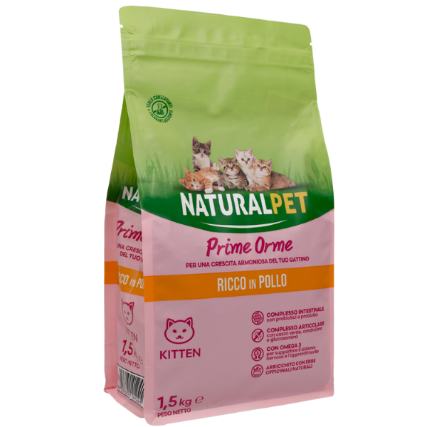 Image of NaturalPet Kitten Prime Orme Pollo - 1,5 Kg - Crocchette naturali cane - SPEDIZIONE GRATIS 1° ORDINE + scegli lo sconto BZR5 / BZR20010