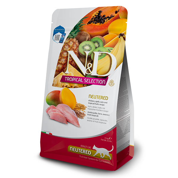 Farmina N&D Tropical Cat Neutered Low Grain Pollo e frutta tropicale - 1,5 Kg