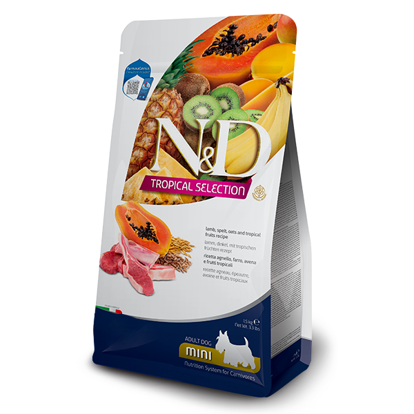 Farmina N&D Tropical Dog Adult Mini Low Grain Agnello e frutta tropicale - 1,5 Kg