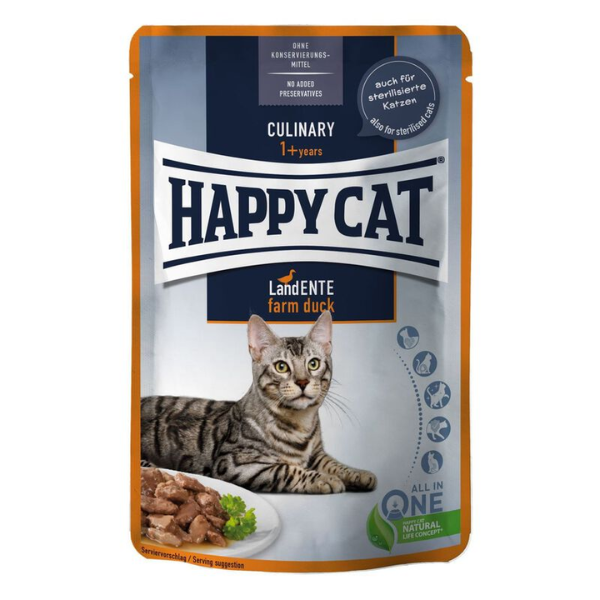 Happy Cat Adult Culinary bocconi in salsa 85 gr - Anatra Confezione da 24 pezzi