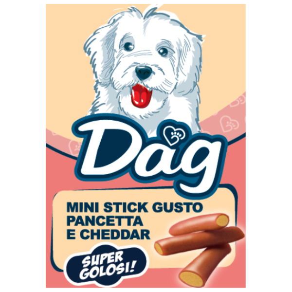 Image of Dag Dog Adult All Breeds snack morbidi Mini Stick super golosi 50 gr - Pancetta e cheddar - SPEDIZIONE GRATIS 1° ORDINE + scegli lo sconto BZR5 / BZR20010