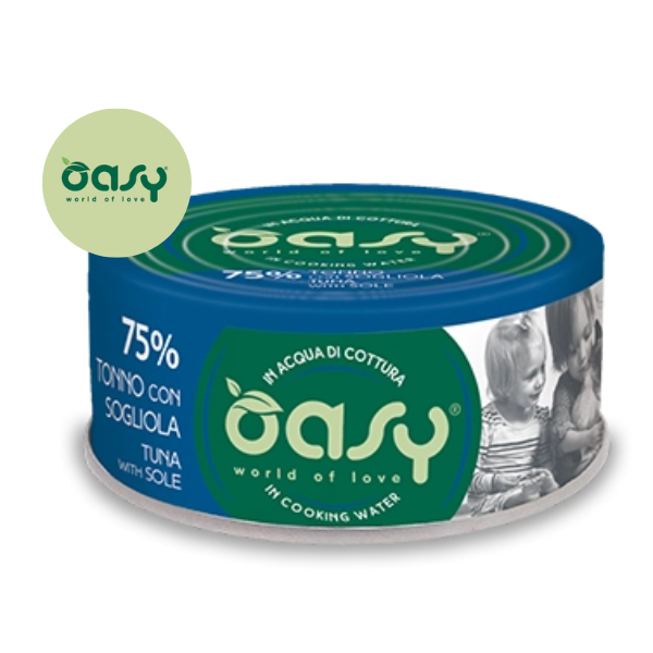 Oasy More Love Cat Adult Lattine in acqua di cottura 70 gr - Tonno e sogliola Confezione da 24 pezzi