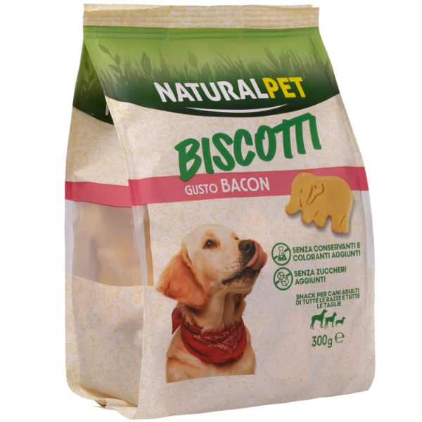 NaturalPet biscotti per cani All Breeds formine snack 300 gr - bacon