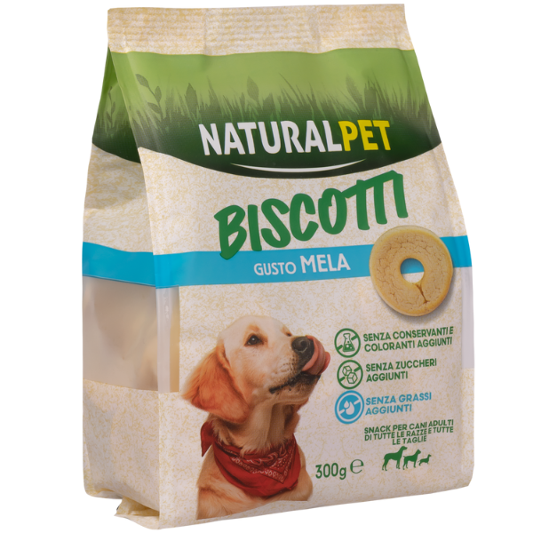 NaturalPet biscotti per cani All Breeds formine snack 300 gr - mela