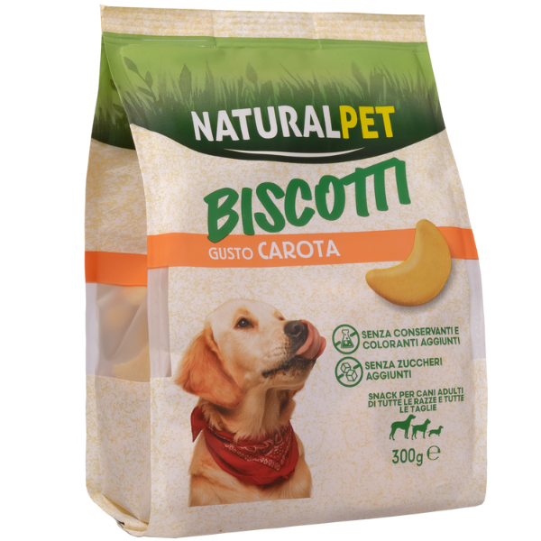 NaturalPet biscotti per cani All Breeds formine snack 300 gr - carota