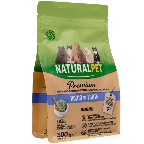 NaturalPet Premium Cat Sterilised Trota - 300 gr