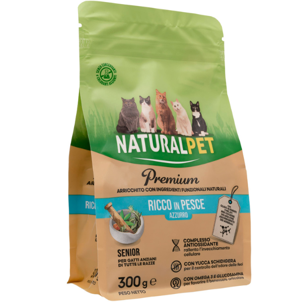 NaturalPet Premium Cat Senior Pesce azzurro - 300 gr