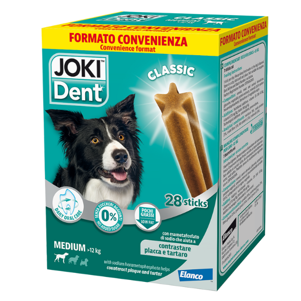 Joki Dent Classic snack dentali per cani Elanco - Taglia Medium - confezione da 28 pezzi