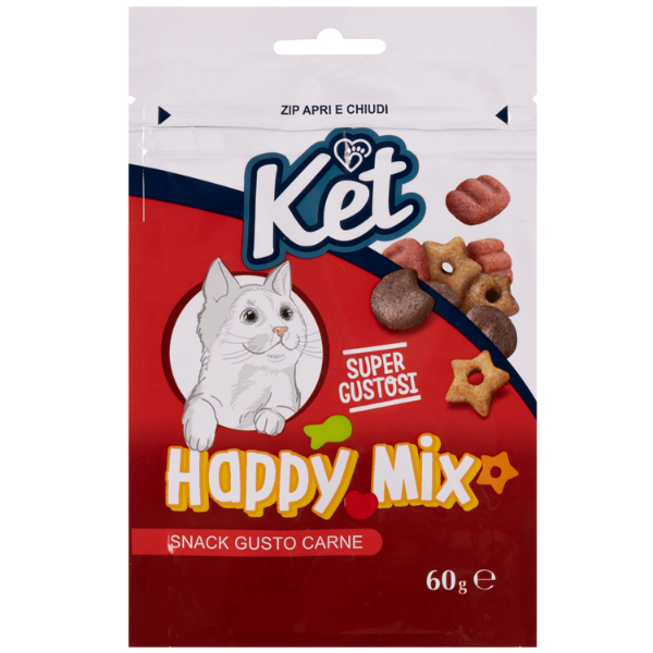 Image of Ket Cat Snack Happy Mix 60 gr - Mix carne - SPEDIZIONE GRATIS 1° ORDINE + scegli lo sconto BZR5 / BZR20010