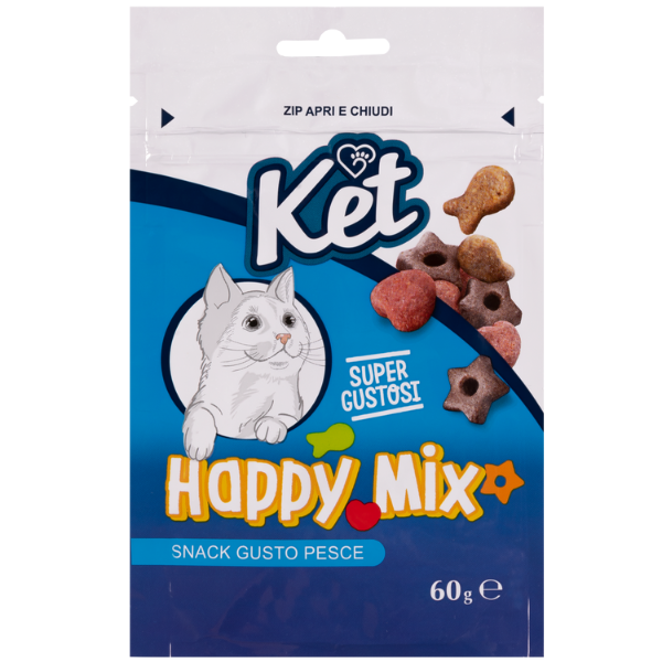 Image of Ket Cat Snack Happy Mix 60 gr - Mix pesce - SPEDIZIONE GRATIS 1° ORDINE + scegli lo sconto BZR5 / BZR20010