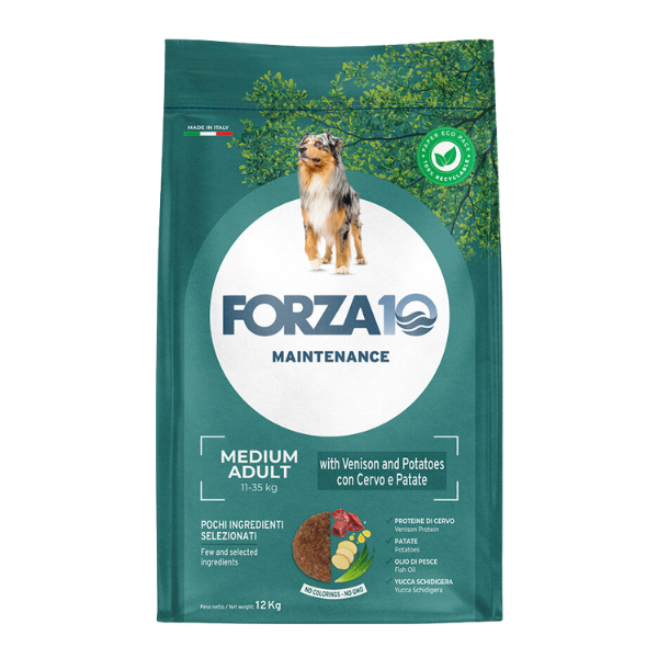 Image of Forza10 Maintenance Medium Adult al Cervo con Patate - 12 Kg - Croccantini per cani - SPEDIZIONE GRATIS 1° ORDINE + scegli lo sconto BZR5 / BZR20010