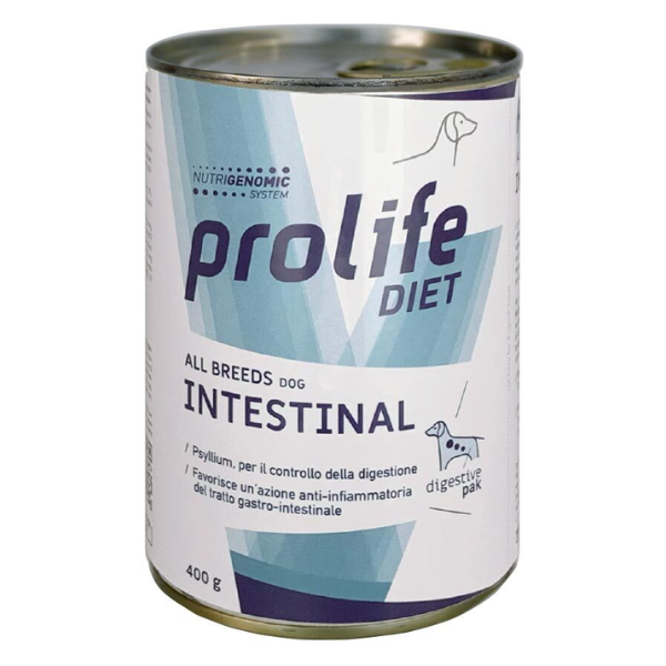 Image of Prolife Veterinary Diet Intestinal Dog All Breeds 400 gr - Pollo - Confezione da 6 pezzi - Cibo Umido per Cani - SPEDIZIONE GRATIS 1° ORDINE + scegli lo sconto BZR5 / BZR20010