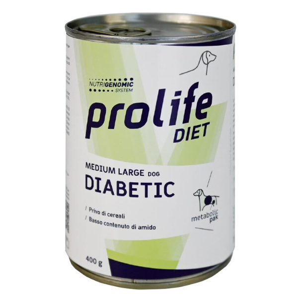 Image of Prolife Veterinary Diet Diabetic Dog Medium/Large 400 gr - Pollo - Confezione da 6 pezzi - Cibo Umido per Cani - SPEDIZIONE GRATIS 1° ORDINE + scegli lo sconto BZR5 / BZR20010