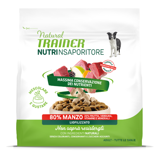 Natural Trainer Freeze Dried Nutrinsaporitore All breeds - Manzo - 120 gr - SPEDIZIONE GRATIS 1° ORDINE + scegli lo sconto BZR5 / BZR20