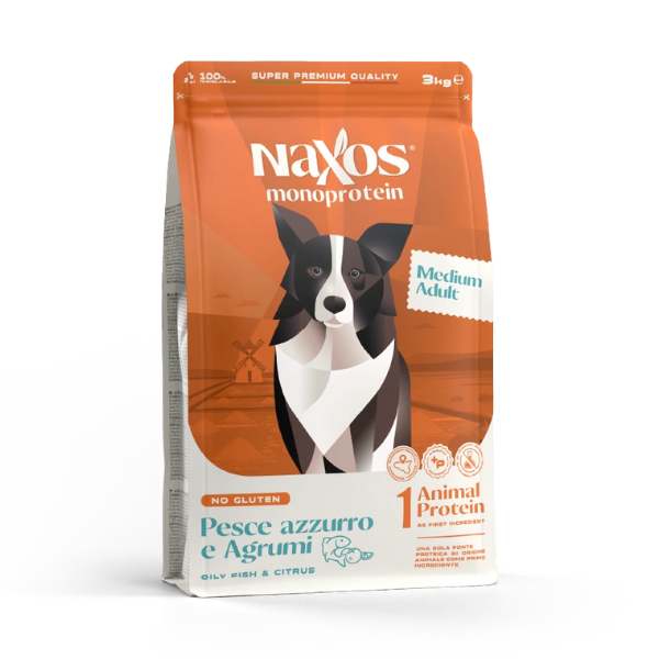 Naxos Monoprotein Dog Adult Medium Pesce azzurro e Agrumi di Sicilia - 12 Kg