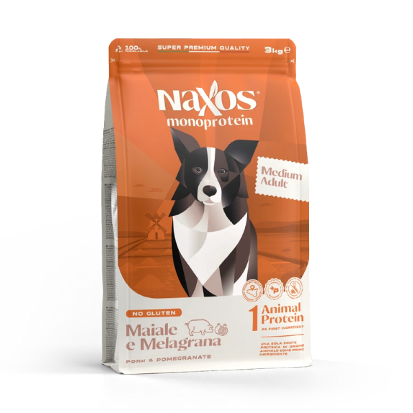 Naxos Monoprotein Dog Adult Medium Maiale e melagrana - 12 Kg