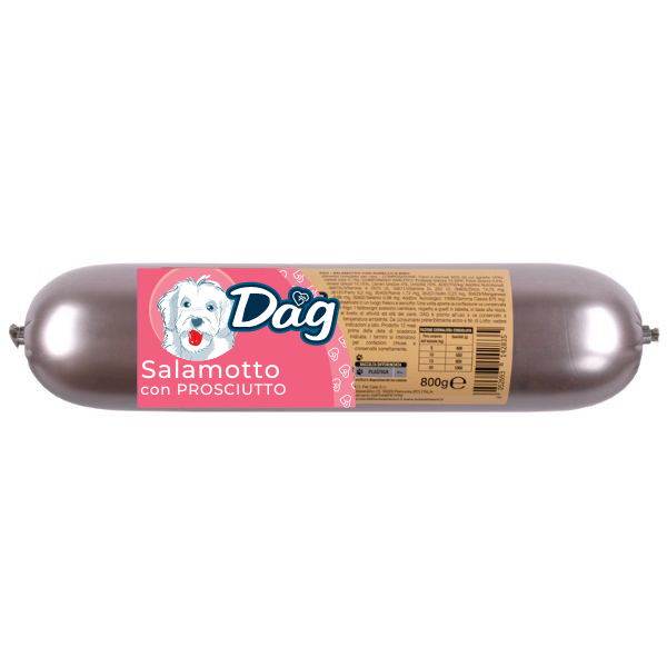 Image of Dag Dog Adult All Breeds Salamotto alimento umido 800 gr - Prosciutto - Cibo Umido per Cani - SPEDIZIONE GRATIS 1° ORDINE + scegli lo sconto BZR5 / BZR20010