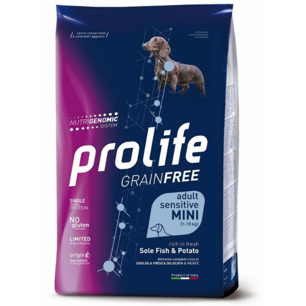 Prolife Grain Free Cane Adult Sensitive Mini Sogliola e Patate - 2 kg