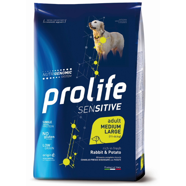 Prolife Sensitive Cane Adult Medium/Large Coniglio e Patate - 10 kg (scadenza: 31/12/2024)