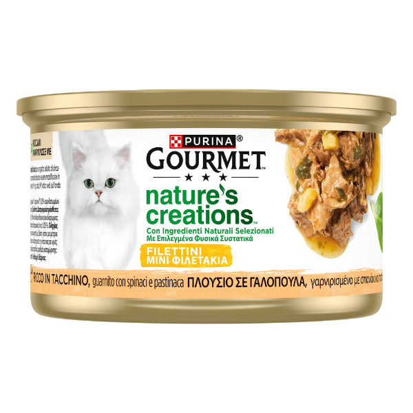 Gourmet Nature's Creations 85 gr - Tacchino, spinaci e pastinaca Confezione da 24 pezzi