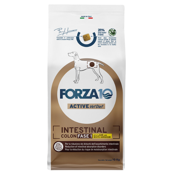 Forza10 Active Cane Intestinal Colon Fase 1 con Agnello e Sorgo bianco - 10 Kg