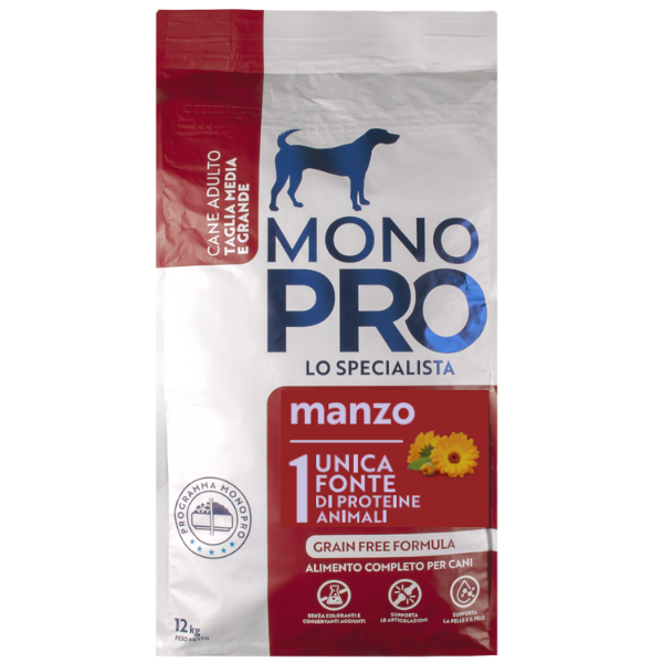 Image of Monopro lo specialista Adult Medium/Large Grain Free Manzo - Manzo da 12 Kg - SPEDIZIONE GRATIS 1° ORDINE + scegli lo sconto BZR5 / BZR20010