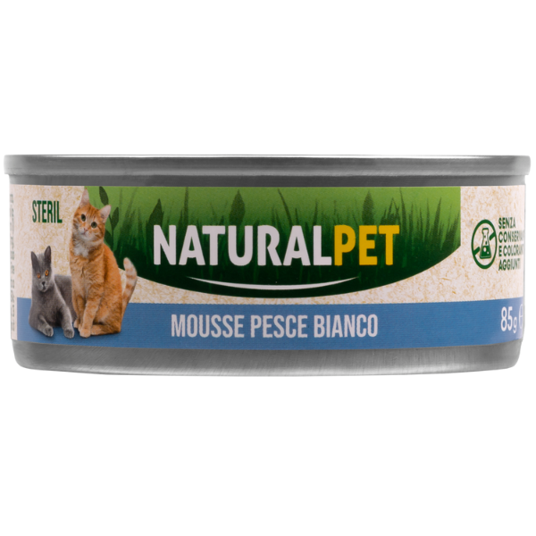 NaturalPet Cat Sterilized Mousse 85 gr - Pesce bianco Confezione da 6 pezzi