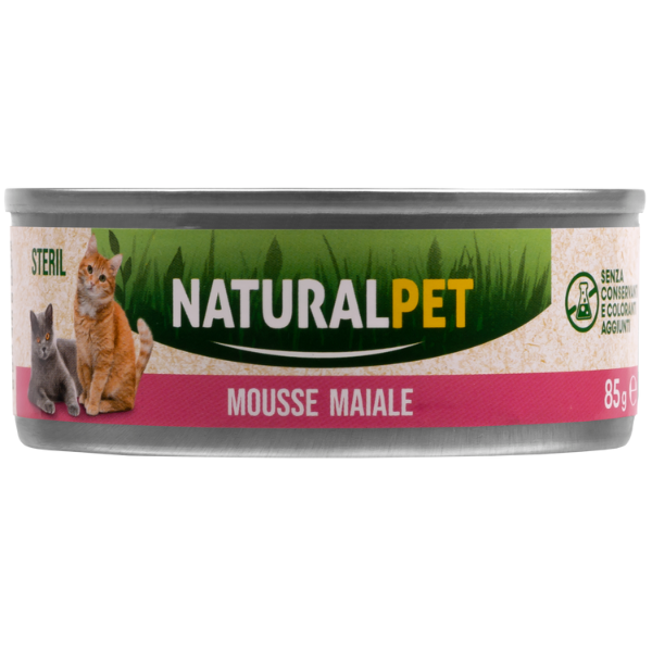 Image of NaturalPet Cat Sterilized Mousse 85 gr - Maiale - Confezione da 6 pezzi - SPEDIZIONE GRATIS 1° ORDINE + scegli lo sconto BZR5 / BZR20010