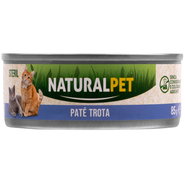 NaturalPet Cat Sterilized Patè 85 gr - Trota Confezione da 6 pezzi