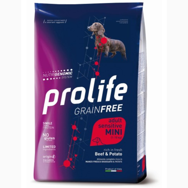 Prolife Grain Free Cane Adult Sensitive Mini Manzo e Patate - 7 Kg