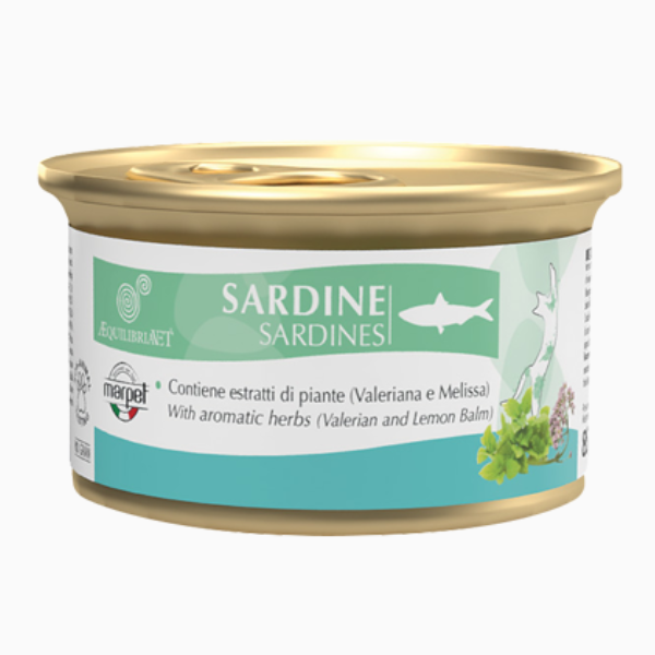 Marpet Aequilibria Vet dietetico umido gatto 85 gr - Sardina - Cibo umido per gatti - Cibo monoproteico gatto