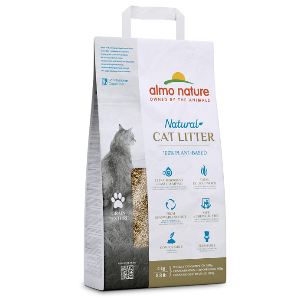 Almo Nature Natural Cat Litter Grain Texture lettiera vegetale - 4 Kg - Lettiera agglomerante