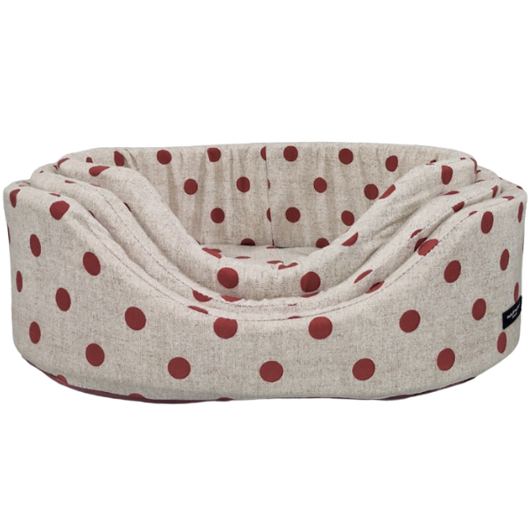 Cesta Ovale sfoderabile Eco Nasonero - Pois Rosso - 1a Misura 42x30 cm - Cucce per cani