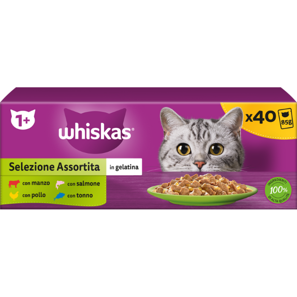 Image of Whiskas Selezione assortita Multipack 40 pezzi da 85 gr - Multigusto - SPEDIZIONE GRATIS 1° ORDINE + scegli lo sconto BZR5 / BZR20010