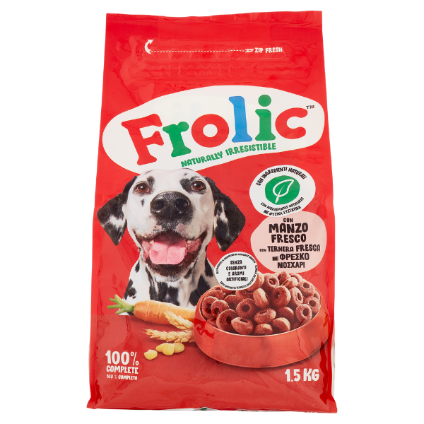 Frolic Complete Dog con Manzo Carote e cereali - 1,5 kg - Croccantini per cani