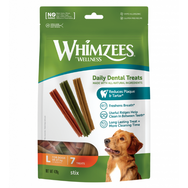 Image of Whimzees Snack dentale Naturale Stix - Large 6+1 pezzi - SPEDIZIONE GRATIS 1° ORDINE + scegli lo sconto BZR5 / BZR20010