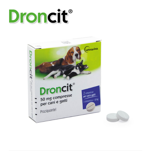 Droncit compresse antiparassitarie vermifugo cane e gatto Vetoquinol - 1 confezione da 6 compresse